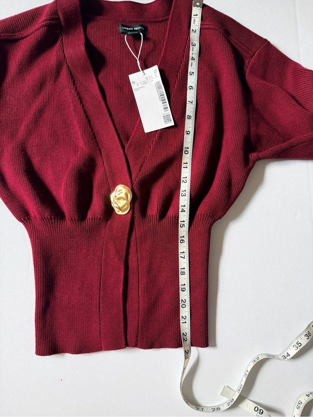 NWT Urban Revivo Women's Deep Burgundy V-Neck Single-Button Cardigan - Picture 6 of 9